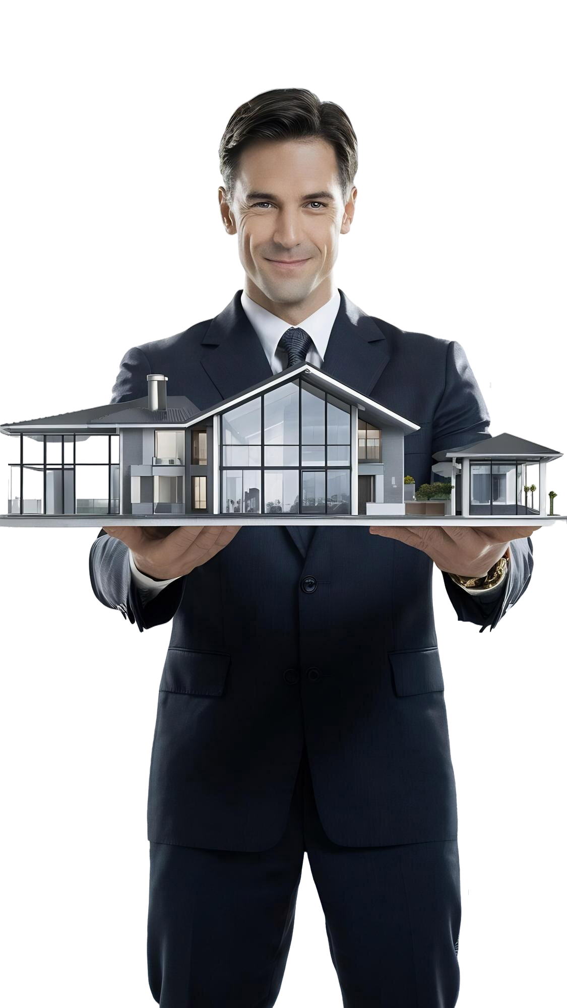 businessman-holding-model-house